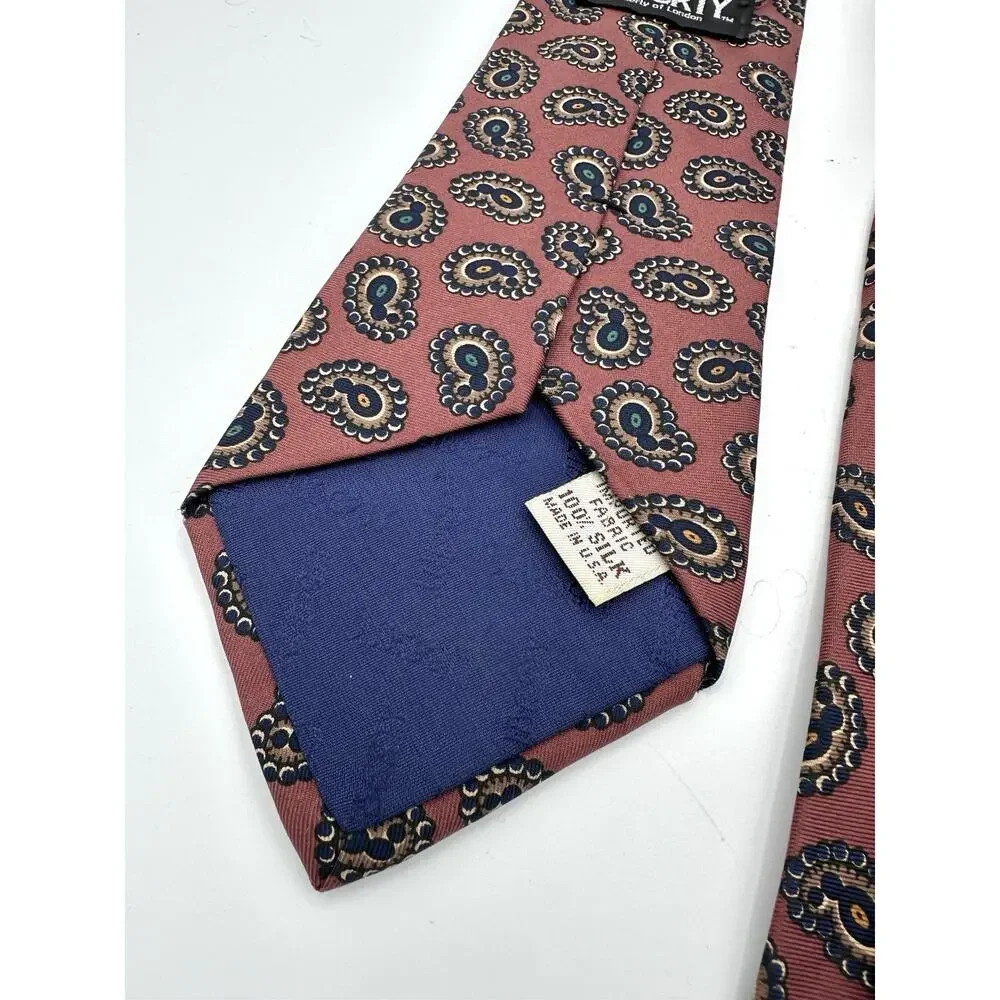 Vintage Liberty Of London Rust Brown Bubble Paisley Tie - 100% Silk USA